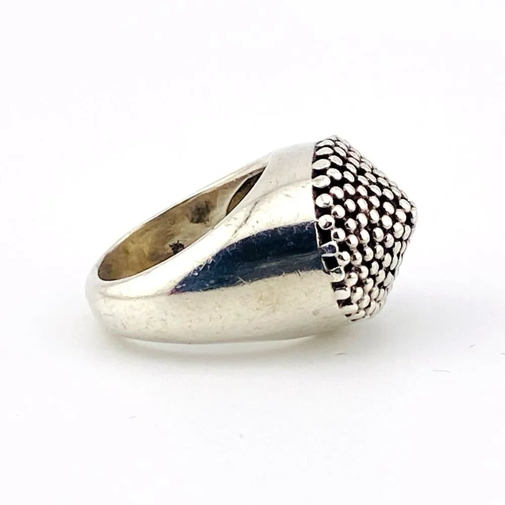 Massive Reticulated Sterling Silver Ring Vintage 15.5 Grs Sz 6.75 Statement Ring